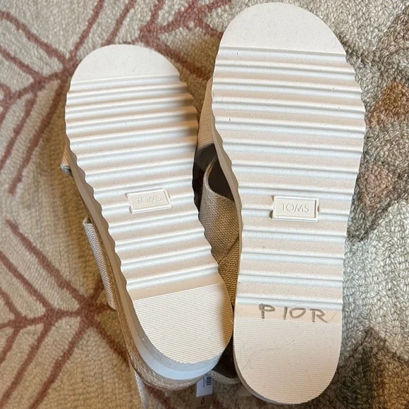 Toms Diana Crossover comfy chunky wedge espadrille Sandals neutral 8 NWT - Picture 7 of 13